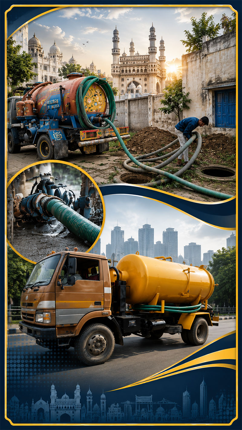Septic tank cleaning service in progress
